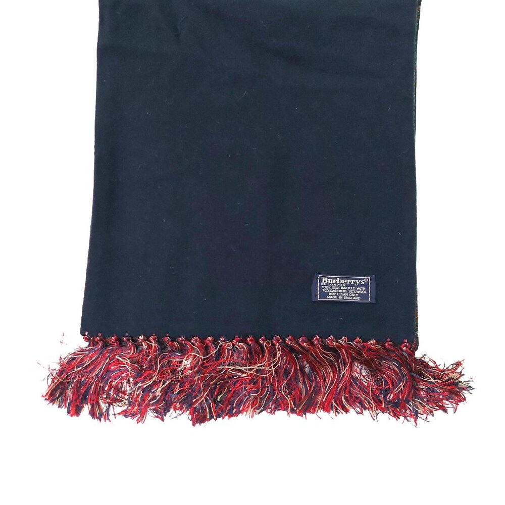 Burberry Cashmere Wool Silk Navy Blue Red Gold Paisley Fall Winter Scarf Scarves - Picture 2 of 6
